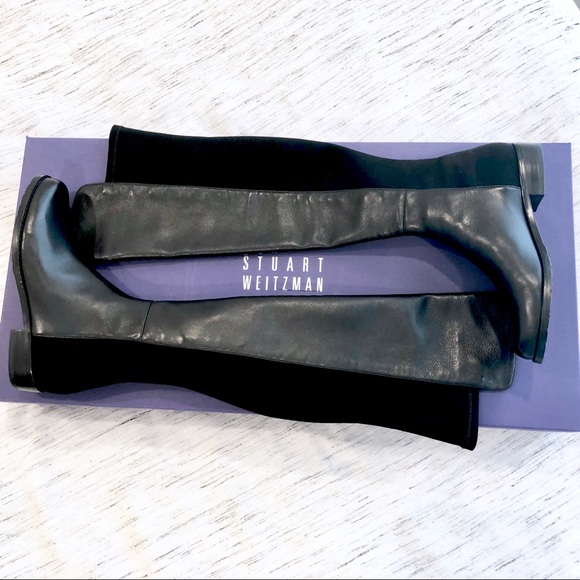 Stuart Weitzman 50/50 Black Napa Leather Boots 5 - Picture 8 of 8